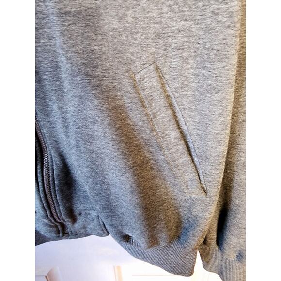 VTG 70s Gray Zip Front Sweatshirt Large Cheetah Brand Pockets Quilted Neck - Picture 6 of 11